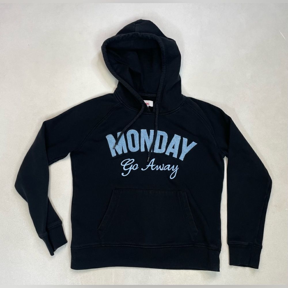 Bongo Monday Go Away Graphic Pullover Hoodie Women Large Short Sleeve - Picture 1 of 5